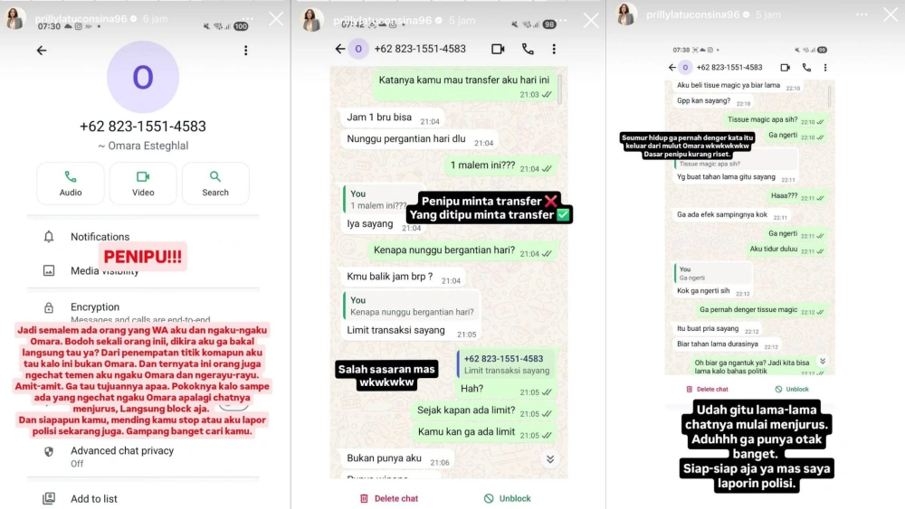Prilly Ditipu Orang yang Mengaku Omara (instagram)